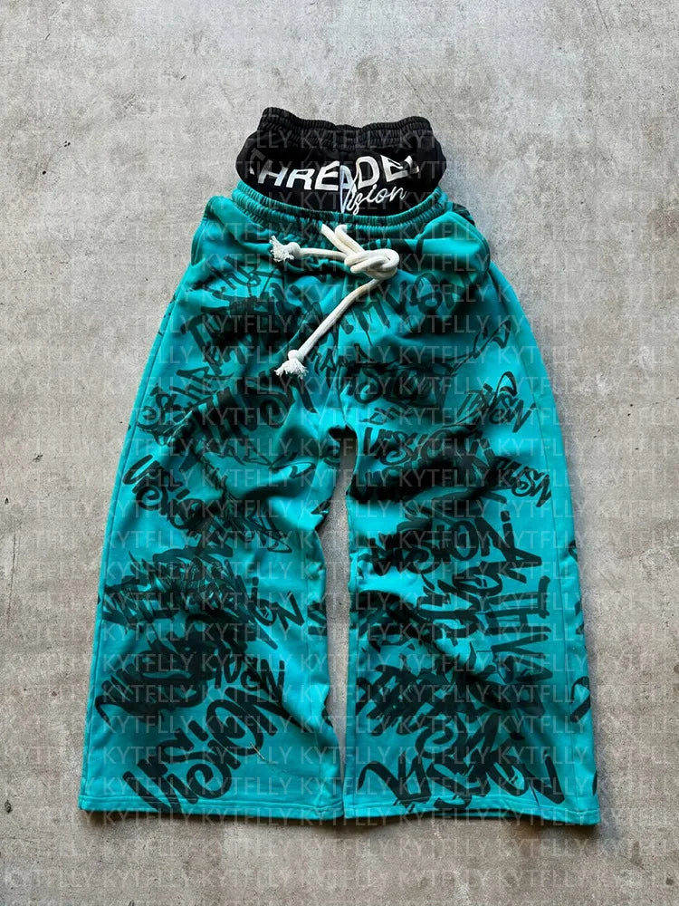 Streetwear Retro Double Layer Sweatpants
