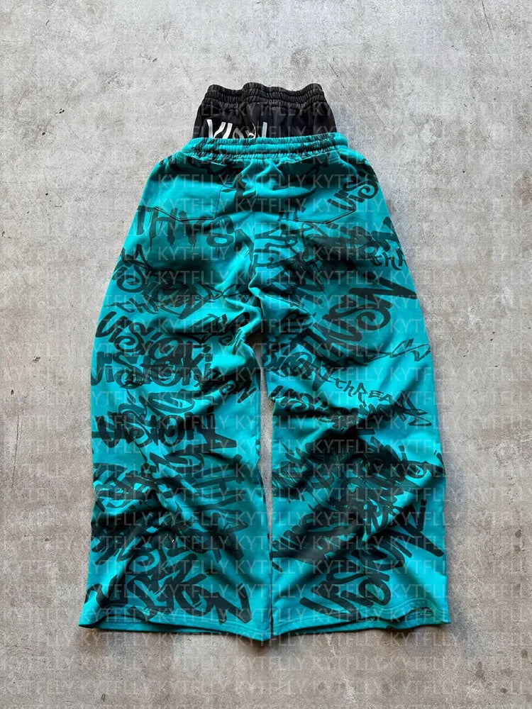 Streetwear Retro Double Layer Sweatpants