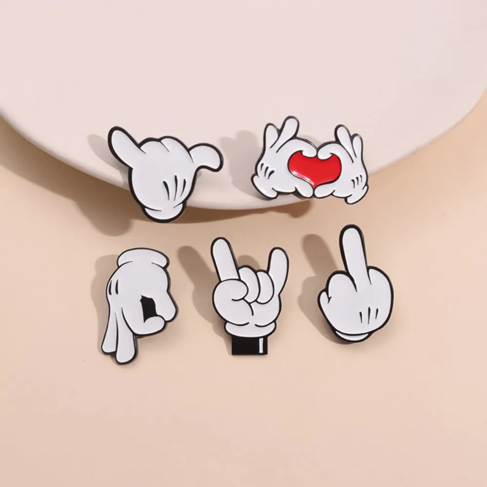 Cartoon Finger Gesture Love You Enamel Pins