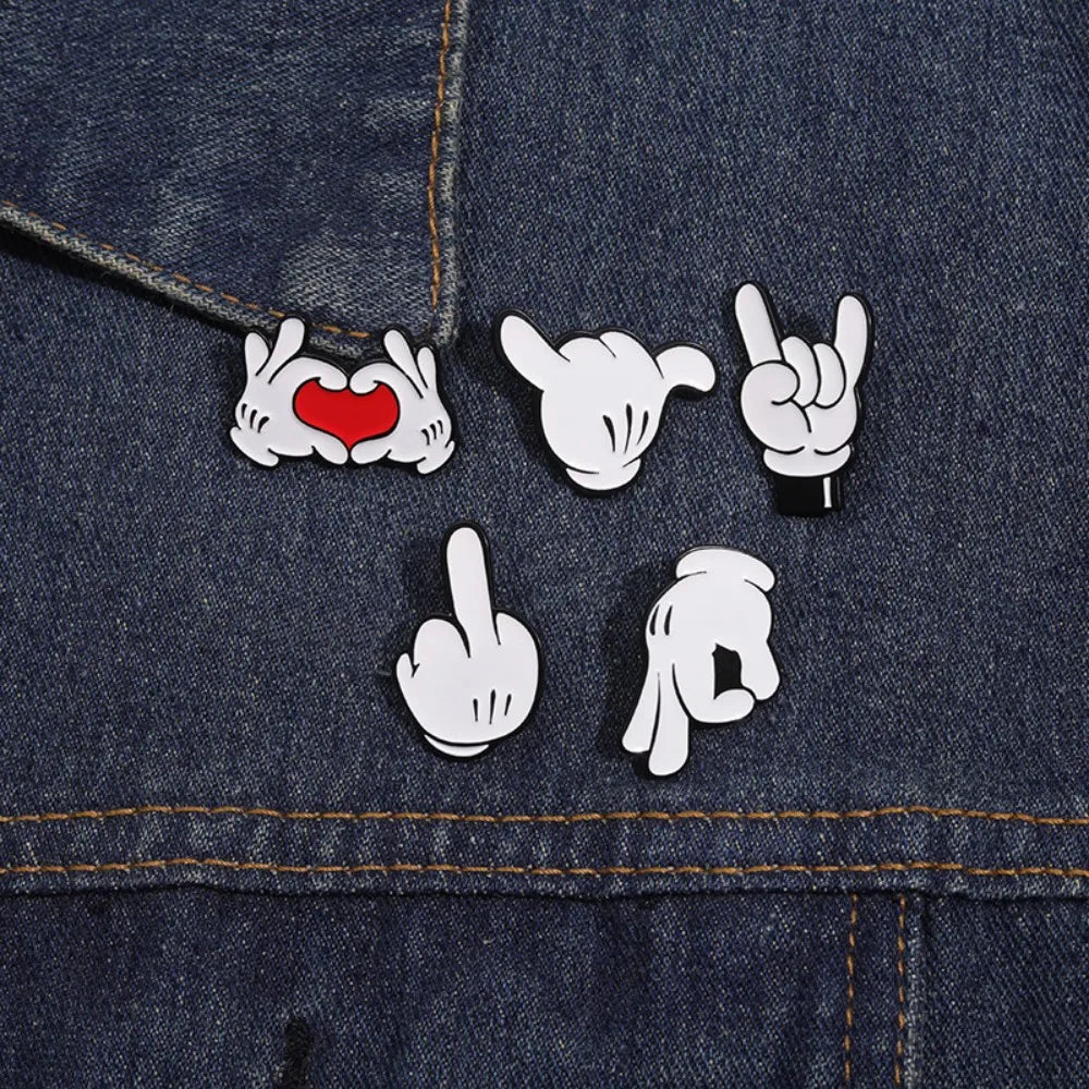 Cartoon Finger Gesture Love You Enamel Pins