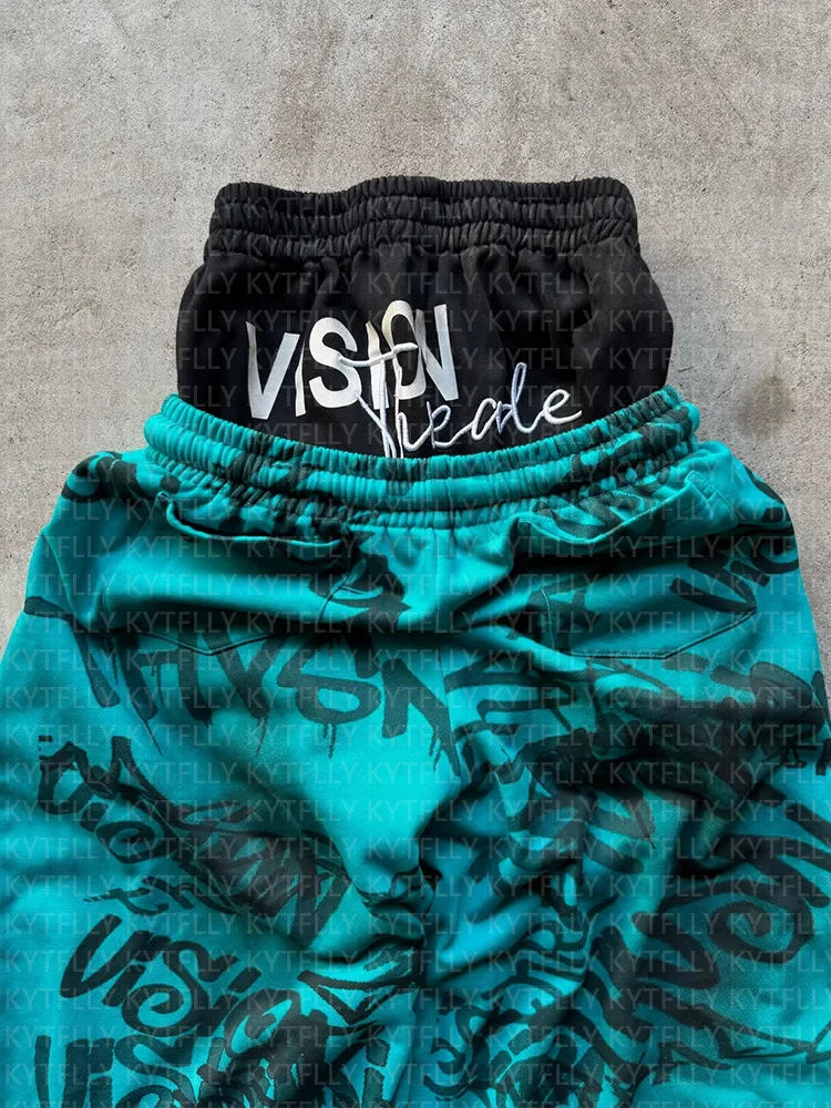 Streetwear Retro Double Layer Sweatpants